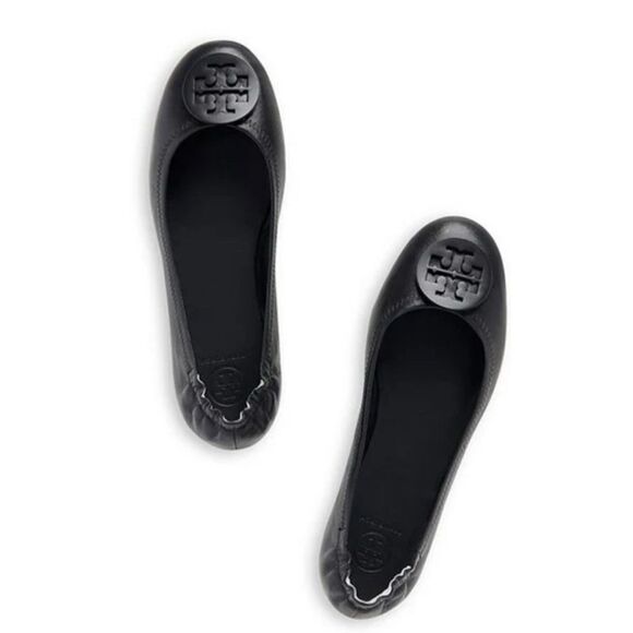 TORY BURCH MINNIE TRAVEL BALLET FLAT in perfect black Size 8 - Picture 2 of 12